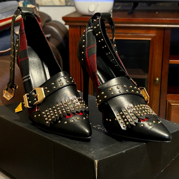 HAND MADE BEAUTIFUL ELEGANT WOMEN  SHOES COLOR RED AND BLACK  SIZE 9 - Picture 5 of 7